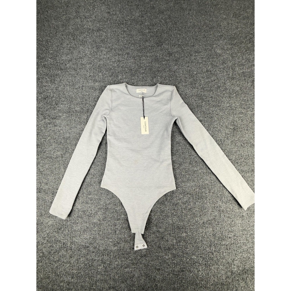 Aritzia Bodysuit Womens 2XS Gray Contour Long Sleeve Stretch Snap Crotch New